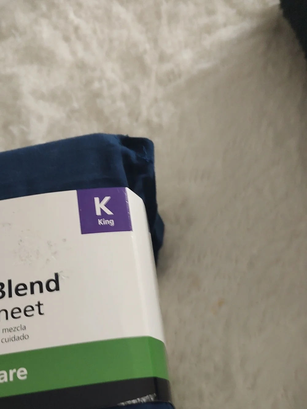New Mainstays Navy Cotton Blend King Size Fitted Sheet
